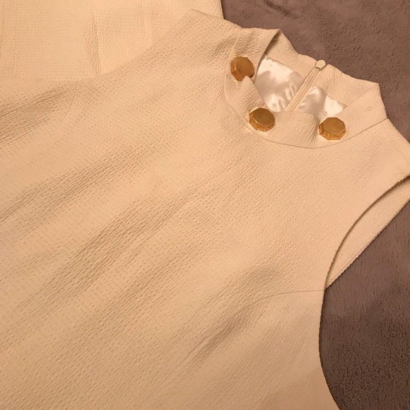 GRACE MMXIII Off-white Textured Knee Length Dress - Picture 4 of 8